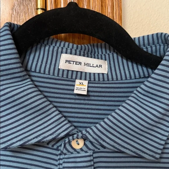 Peter Millar Navy Striped Polo Shirt - Picture 2 of 5
